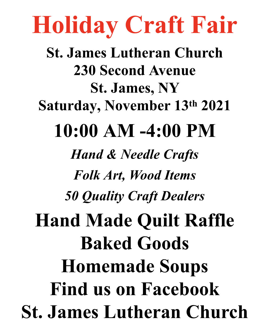 Holiday Craft Fair St. James Lutheran Church